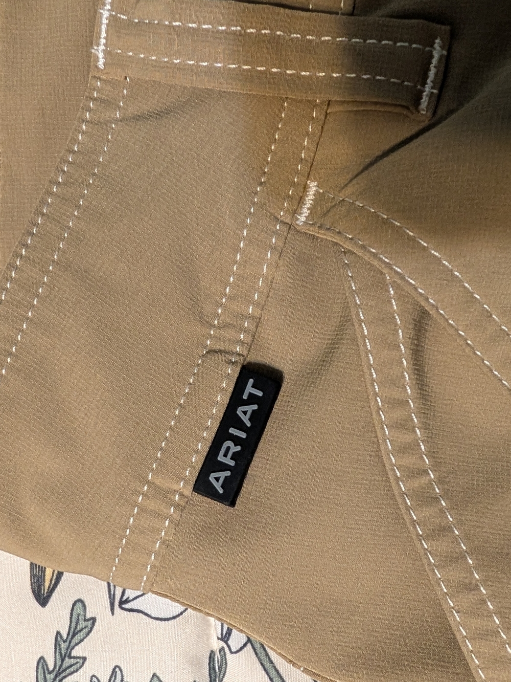 Ariat Tan Work Shorts with White Topstitching
